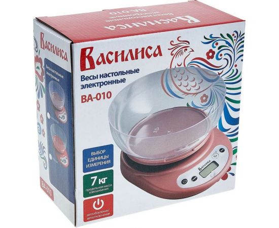 Настольные электронные весы ВАСИЛИСА ВА-010 красный: 7кг / 0R-00005142 – изображение 2
