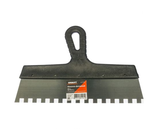 Фасадный шпатель Gigant 300 мм зуб 10х10 мм из нержавеющей стали с пластиковой ручкой SPT 026 