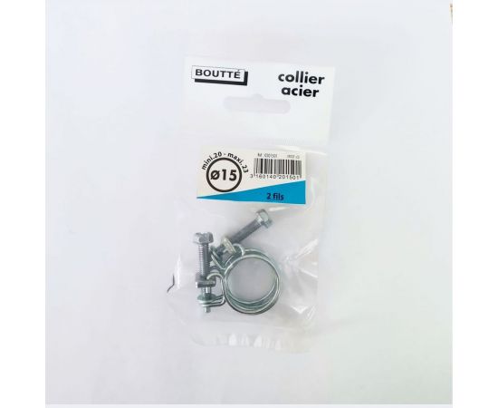 Двойной стальной хомут Boutte 15 мм, 2 шт. 0201501 