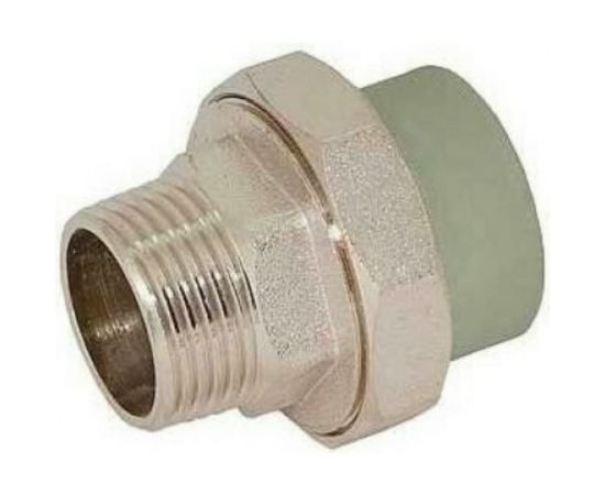 Муфта комбинированная RTP разъемная, американка, наружная резьба, D50х1 1/2 мм, серая 15814 