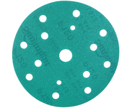 Круг шлифовальный FILM L312TV (100 шт; 150 мм; на липучке; 15 отв; зелёный; P120) SUNMIGHT 53008 