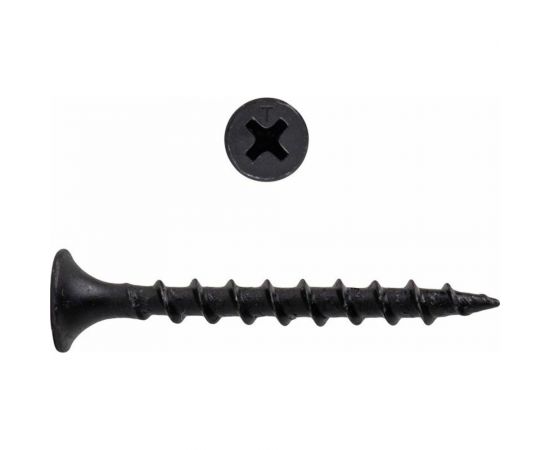 Саморез по дерeву для гкл КВАДРА черный, 4.2x76, PH2, редкая резьба, yп. 10 шт. 420761108120 