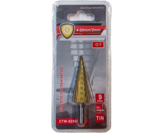 Сверло ступенчатое для цветных металлов G1 4-20 мм Strong СTМ-52904020 
