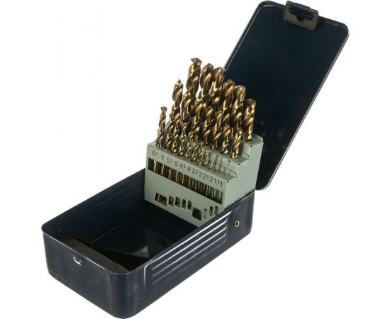 Набор спиральных сверл по металлу (25 шт, HSS Co, 1.0-13.0 мм) в металлическом кейсе Thorvik TDBS25K5 
