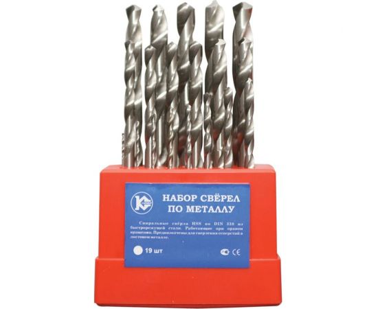 Набор сверл по металлу HSS (19 шт.,1-10 мм) Калибр 00000005610 