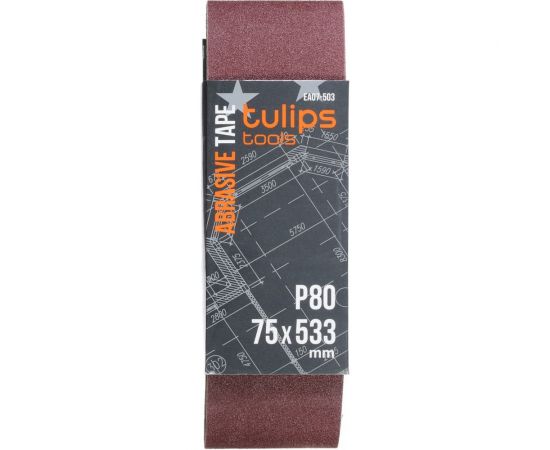 Лента шлифовальная (3 шт; 75х533 мм; P80) Tulips tools EA07-503 
