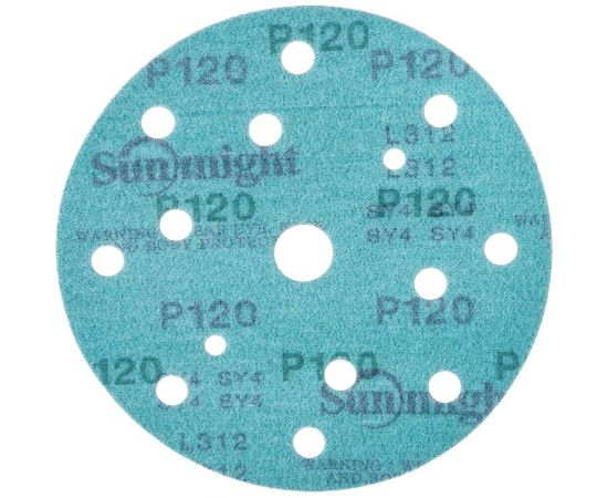 Круг шлифовальный FILM L312TV (100 шт; 150 мм; на липучке; 15 отв; зелёный; P120) SUNMIGHT 53008 – изображение 2