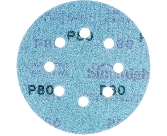 Круг шлифовальный FILM L312TV (100 шт; 125 мм; на липучке; 8 отв; зелёный; P80) SUNMIGHT 53206 – изображение 2