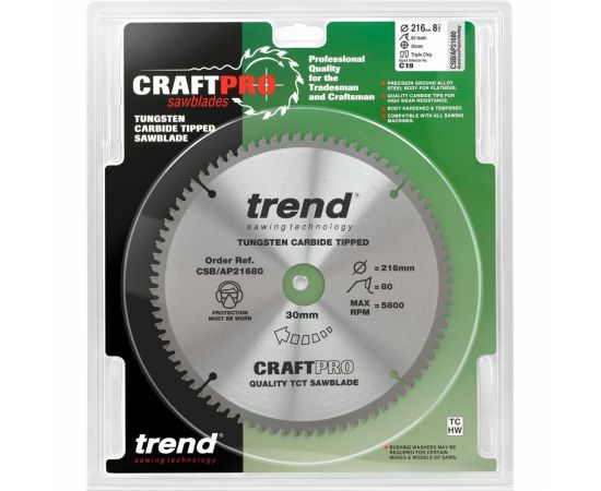 Пильный диск 216 мм 80 зубьев по алюминию и пластику TREND CSB/AP21680 – изображение 2