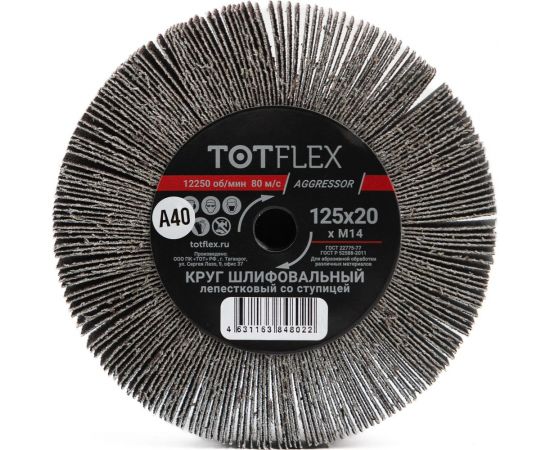 Круг лепестковый радиальный универсальный 125x20 мм, М14, Р40 Totflex 4631163848022 – изображение 2