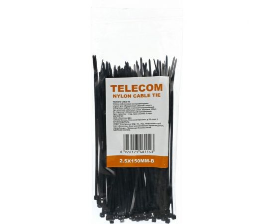 Стяжка Telecom нейлон 2.5х150мм, черная 100шт TIE2.5X150MM-B – изображение 4