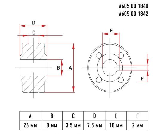 Ролик подачи проволоки 0.8/0.9 мм под флюсовую проволоку аппарат WMA 175M Patriot 605001840 – изображение 6