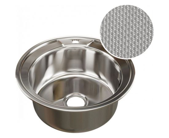 Мойка mixline круглая, 49х49х18 см, 0.8, выпуск 3 1/2, с сифоном, декор 532306 