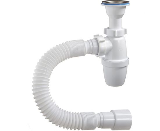 Бутылочный сифон ORIO малый корпус, с литым выпуском 1 1/2х40, с гибкой трубой 40-40/50 А-32019 