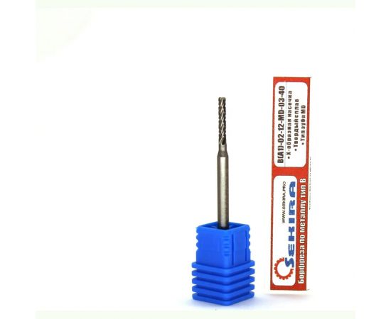 Бор-фреза твердосплавная цилиндрическая с торцом B1-02-12-MD-03-40 Х-образная насечка по металлу Sekira 00-00017670 