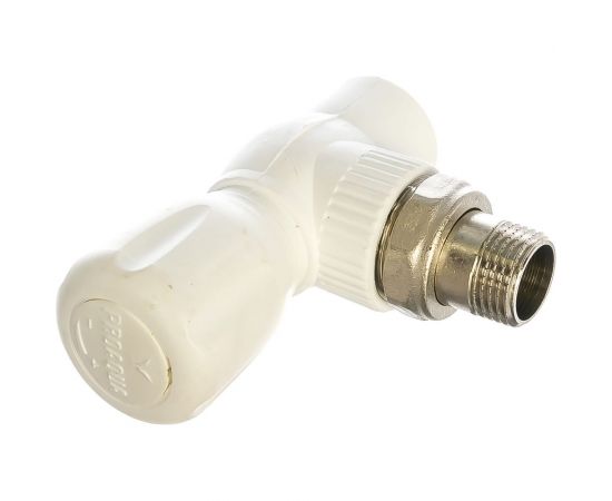 Угловой шаровой кран для радиатора PRO AQUA PP-R белый d-20 мм 1/2" PA42108b 