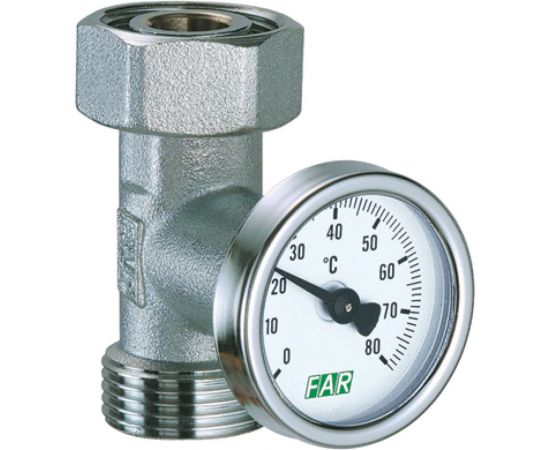 Хромовая вставка FAR 3/4" евроконус с термометром 0-80 С FK 3433 34 