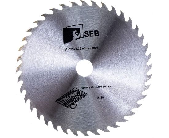 Диск пильный по дереву (без победита) 180х22.23 мм, 40Z S.E.B. 306PG-1804022BP 