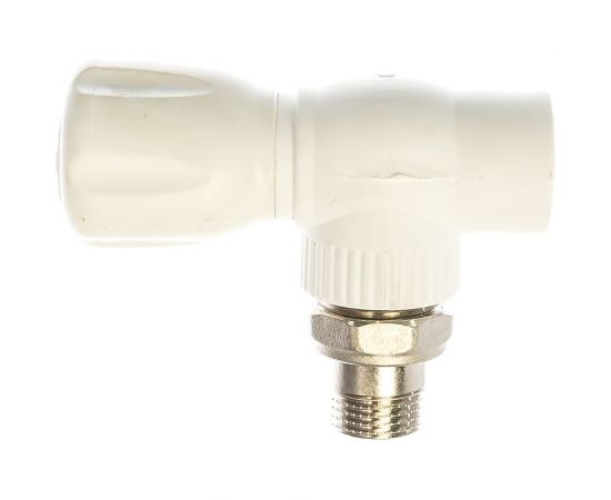 Угловой шаровой кран для радиатора PRO AQUA PP-R белый d-20 мм 1/2" PA42108b – изображение 2