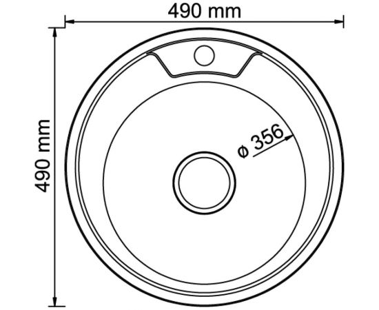 Мойка mixline круглая, 49х49х18 см, 0.8, выпуск 3 1/2, с сифоном, декор 532306 – изображение 2