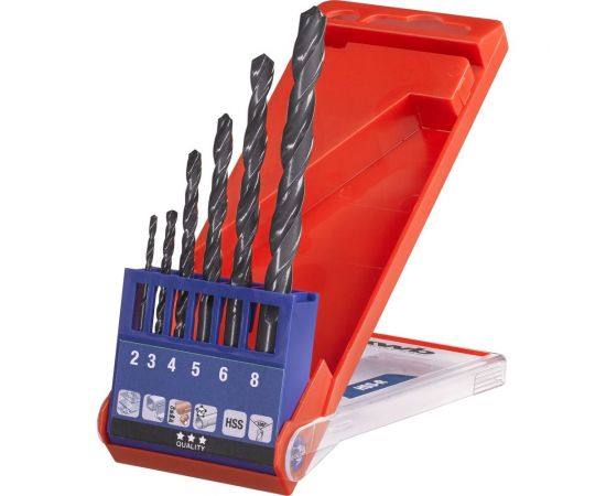 Набор сверл по металлу HSS 2-8 мм DIN338, 6 предметов KWB 423140 – изображение 2
