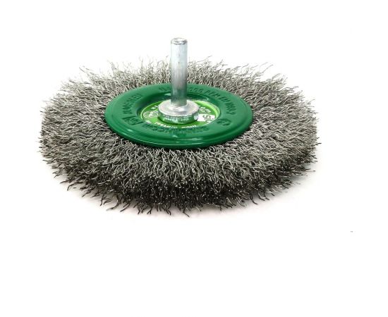 Щетка дисковая для дрели 100x12 мм, хв-к 6 мм, проволока гофрированная нерж. сталь 0.30 мм SIT 0979 – изображение 2