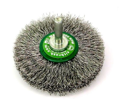 Щетка дисковая для дрели 70x12 мм, хв-к 6 мм, проволока гофрированная нержавеющая сталь 0.30 мм SIT 0973 – изображение 3