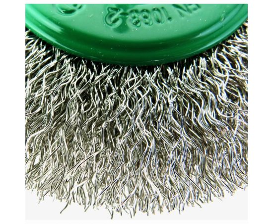 Щетка дисковая для дрели 100x12 мм, хв-к 6 мм, проволока гофрированная нерж. сталь 0.30 мм SIT 0979 – изображение 4