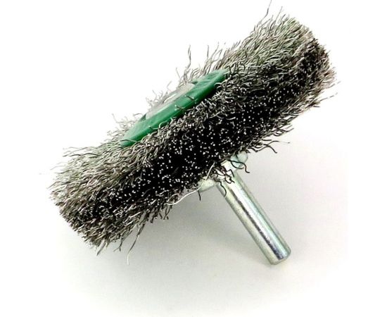 Щетка дисковая для дрели 70x12 мм, хв-к 6 мм, проволока гофрированная нержавеющая сталь 0.30 мм SIT 0973 – изображение 5