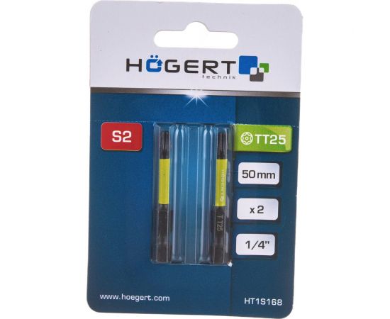 Биты ударные Т25, 50 мм, сталь S2, 2 шт HOEGERT TECHNIK HT1S168 