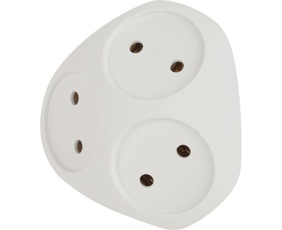 Электрический разветвитель ЭРА SPx-3-W на 3 розетки без заземления 10А белый, Б0053481 