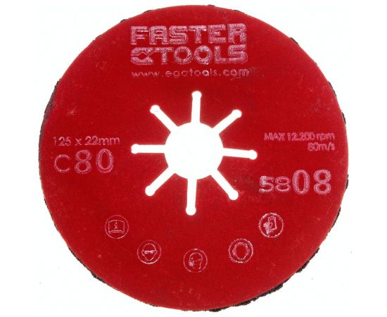 Диск шлифовальный гофрированный 125 мм, P80 FASTER TOOLS 5808 