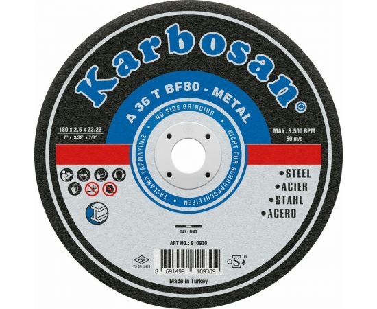 Диск отрезной по металлу 180х2.5х22 мм Karbosan 10930 