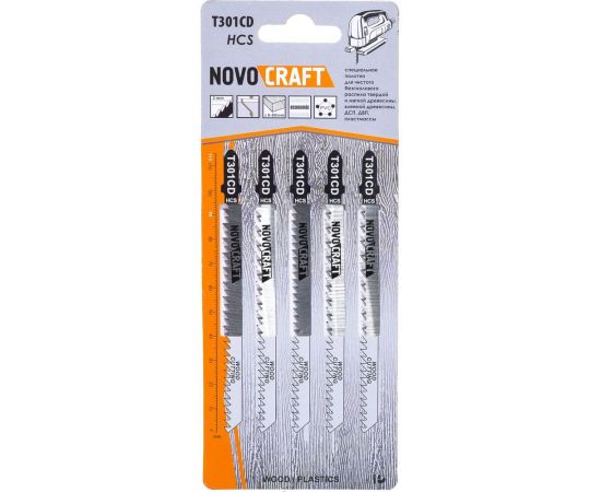 Пилка длинная по дереву T 301 CD (5 шт; 90х115 мм; 8TPI; HCS) для лобзика Novocraft T301CDHCS 
