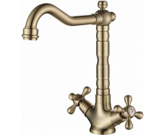 Смеситель для кухни KAISER Carlson Style крест, керамика, бронза 44233-1 