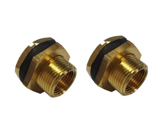 Штуцер для врезки в бочку 1/2"" ВР х 3/4"" НР + уплотнитель, 2 шт HG 1649809 