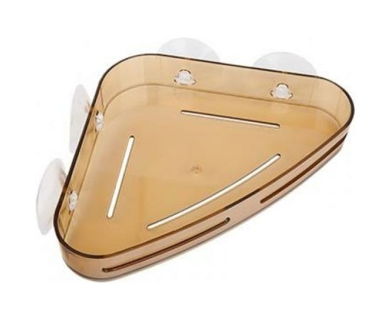 Угловая полка Аквалиния пластиковая, на присоске, коричневая W6952 