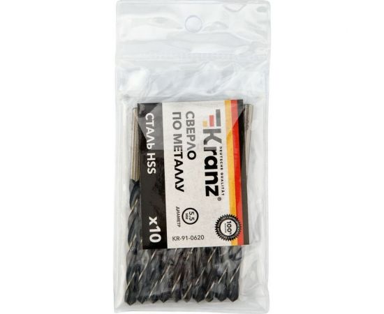Сверло по металлу (10 шт; 5.5x93x57 мм; HSS) KRANZ KR-91-0620 