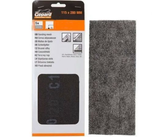 Сетка абразивная 5 шт, 115x280 мм, Р80 GEPARD GP5013-80 