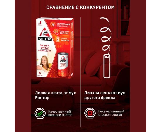 Липкая лента от мух РАПТОР 4 шт. 12647 G1014 – изображение 11