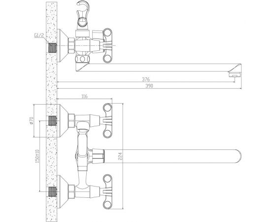 Универсальный смеситель для ванны Rossinka RS42-80 – изображение 2