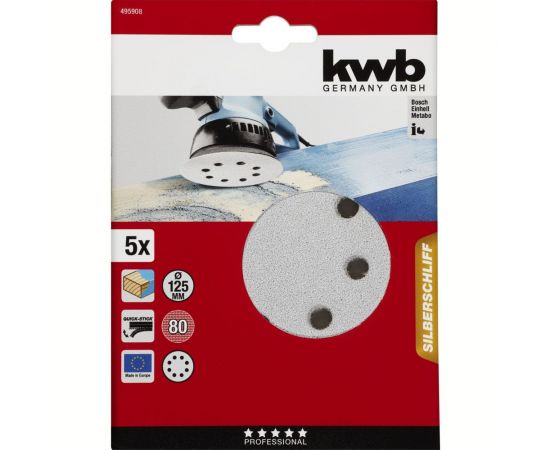 Круг шлифовальный 125 мм К80 5 шт KWB 495908 – изображение 2