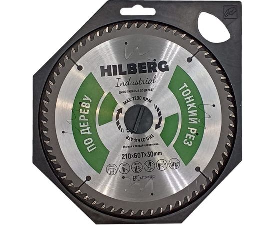 Диск пильный по дереву Industrial 210х30 мм, 60Т, тонкий рез Hilberg HWT212 – изображение 2