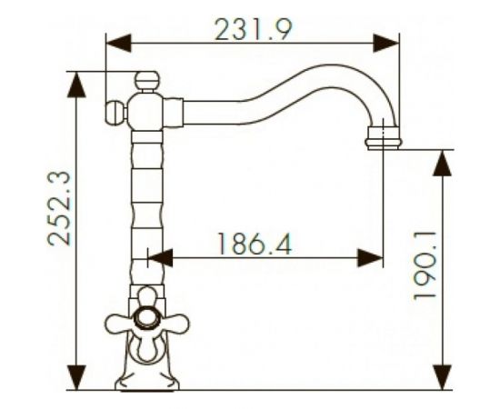 Смеситель для кухни KAISER Carlson Style крест, керамика, бронза 44233-1 – изображение 2