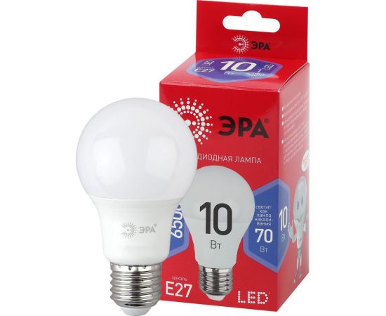 Светодиодная лампа ЭРА LED A6010W865E27 R, груша, 10Вт, холодный, E27 Б0045324 – изображение 2