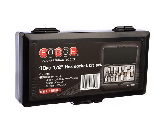 Набор головок c битами HEX 1/2" 10 шт. FORCE 4111 – изображение 3