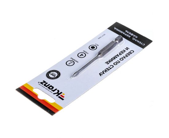 Сверло по стеклу и керамике 3 мм, 4 грани, шестигранный хвостовик KRANZ KR-91-0646 – изображение 3