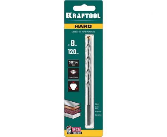 Сверло специальное по твёрдым материалам KRAFTOOL Hard 8x120 мм 29177-120-8 – изображение 5