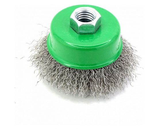 Щетка чашечная 65 мм, M14, ворс гофрированная нерж. сталь 0.3 мм для УШМ EuroBrush 13-026 EB-ISS1 