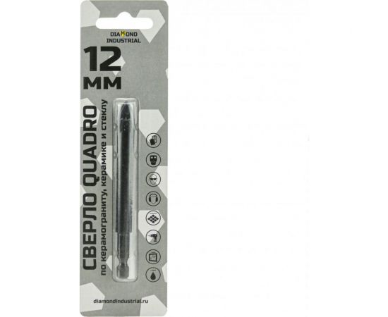 Сверло по керамограниту, керамике и стеклу 12 мм, 4 грани Diamond Industrial DIDSK012 